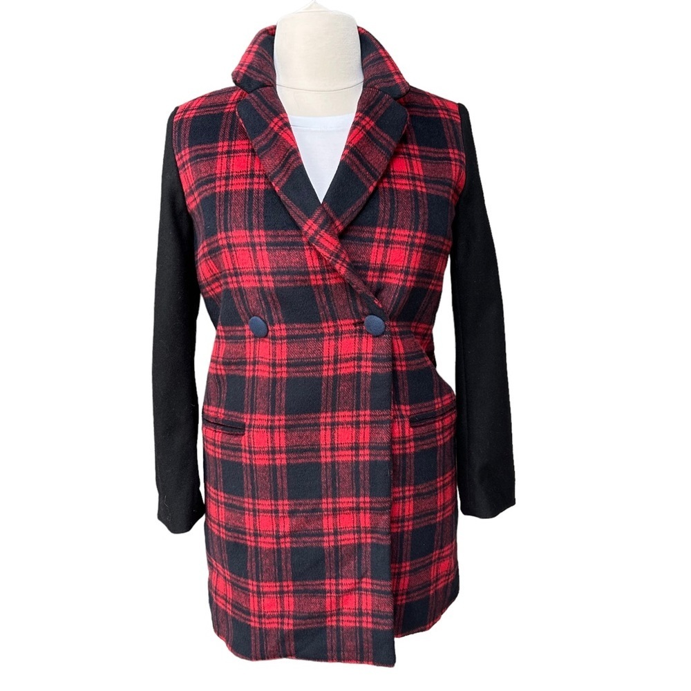 Gap Double Breasted‎ Wool Blend Plaid Winter Coat Size: M